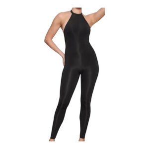 NT298 SKIMS NWT Skims Jelly Sheer Full Bodysuit ONYX Halter Onesie 4X